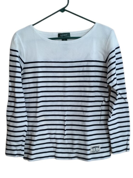 Lauren Ralph Lauren Tops - Lauren Ralph Lauren White and Navy Marine Supply Co Waffle Knit Top Size S